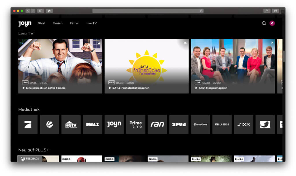 Bei Joyn bekommt ihr gratis Fernsehsender-Streaming, eine Mediathek und zudem Filme und Serien im Joyn Plus+ Abo. Ich habe mir das mal angeschaut.