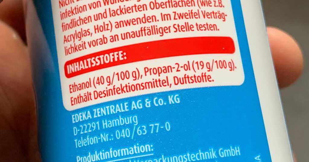 Auf das Hygienespray würde ich persönlich weniger vertrauen, da es mit 59% Alkohol knapp unterhalb der Grenze von 60% liegt, die Mediziner als Mindestkonzentration für die WIrksamkeit gegen Viren voraussetzen.