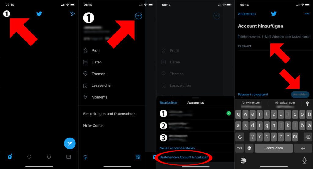 Am iPhone mehrere Twitter Accounts gleichzeitig verwalten – ohne zusätzliche Software, allein in der offiziellen iOS-App. Mit diesen Schritten klappt's!