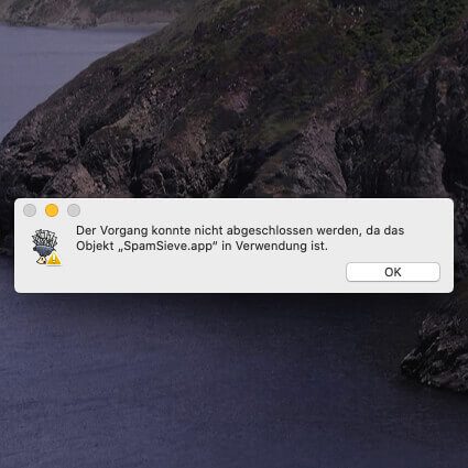 Mac-Fehler: Vorgang konnte nicht beendet werden, da das Objekt in Verwendung ist