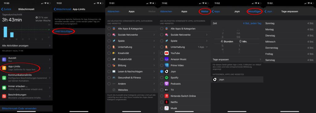 In den Einstellungen der iPhone-Bildschirmzeit App-Limits festlegen – So geht's!