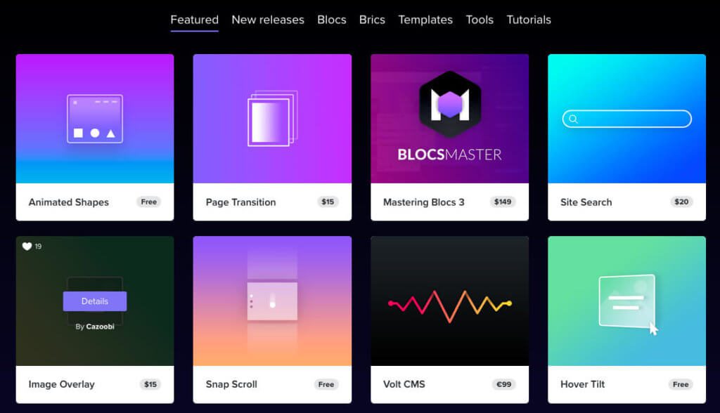 Über den Store von Blocs können Entwickler ihre Templates, Brics, Blocs, Tools und Tutorials kostenlos oder gegen Geld anbieten. Das sorgt für ein reichhaltiges Angebot an Erweiterungsmöglichkeiten.