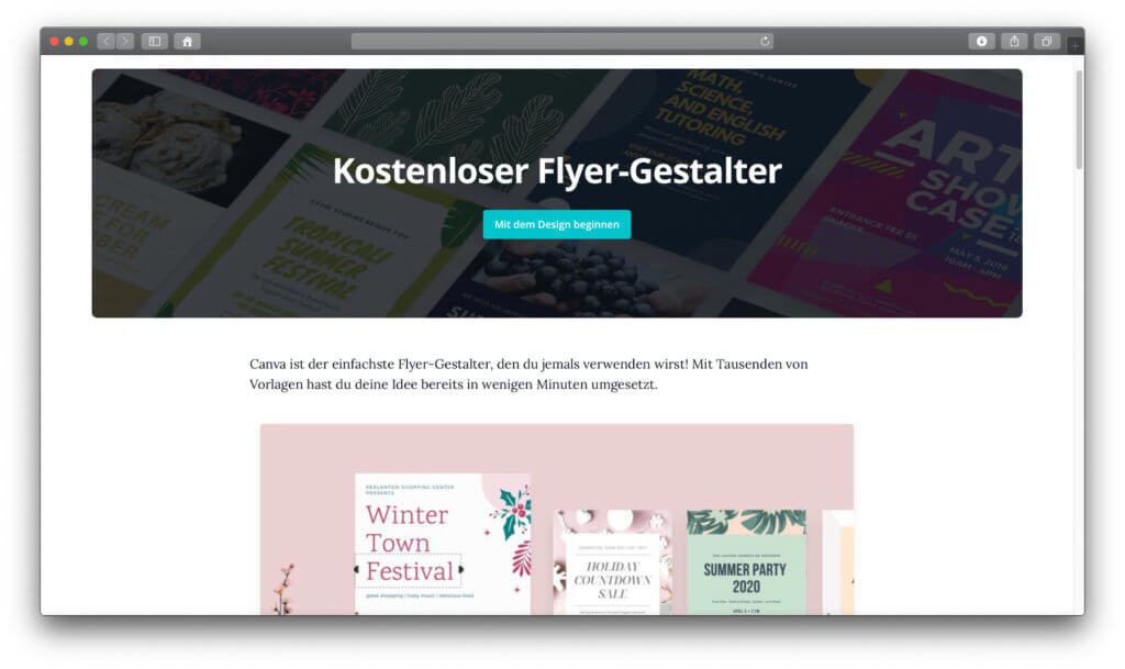 Die Webseite mit dem gratis Werkzeug zum Flyer erstellen ist übersichtlich und benutzerfreundlich. 