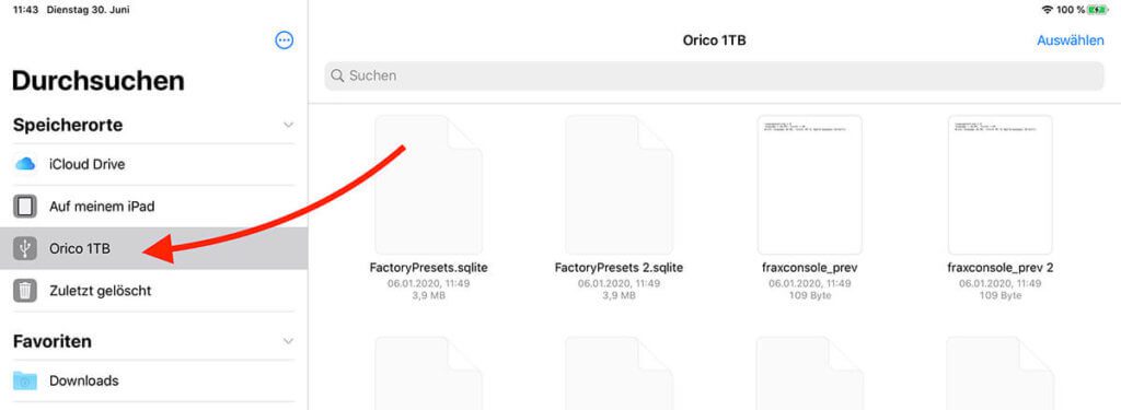 Über den USB-C Port kann man die externe SSD auch am iPad Pro anschließen und als Speichererweiterung nutzen.