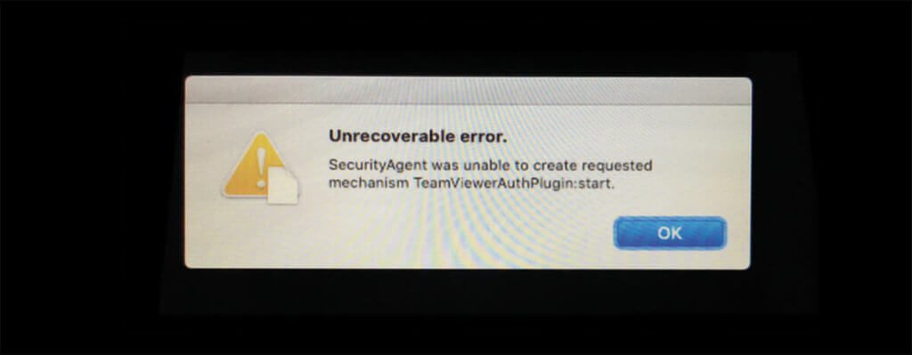 Unrecoverable Error: Wenn man TeamViewer nicht ordnetlich deinstalliert, kann es passieren, dass der Mac nicht mehr bootet.