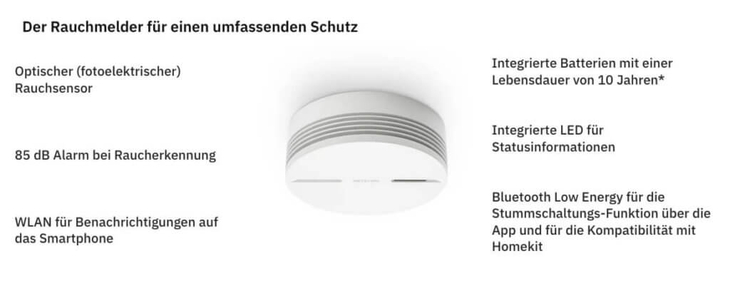 Der Rauchmelder von Netatmo hat viele Features, aber ob er einen Schwelbrand detektieren kann, steht in Frage (Foto: Netatmo).