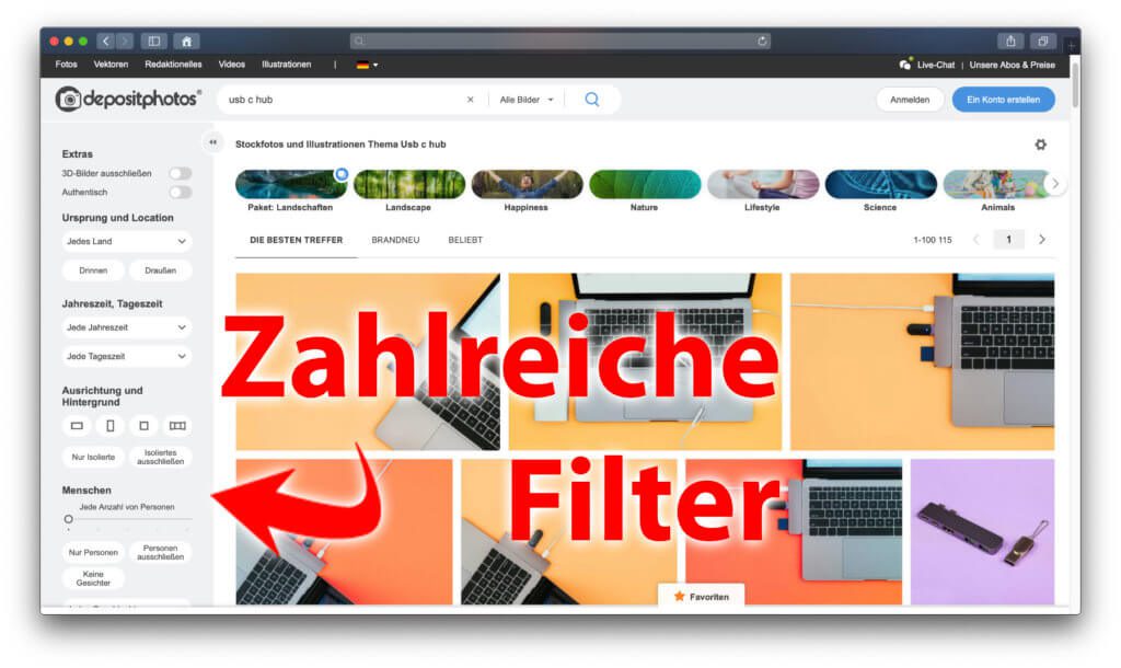 Die Suche nach dem richtigen Stock Footage dauert bei Depositphotos nicht lange, da es zahlreiche nützliche Filter gibt.