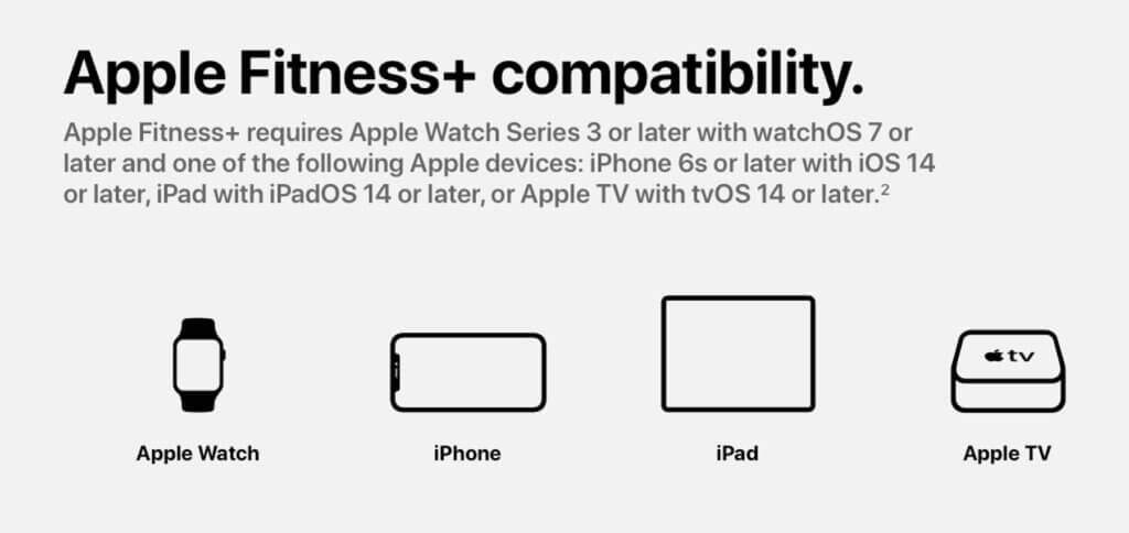 Für die Nutzung von Fitness+ ist eine Apple Watch ab watchOS 7 Pflicht – genauso wie ein Ausgabegerät für die Workout-Videos.