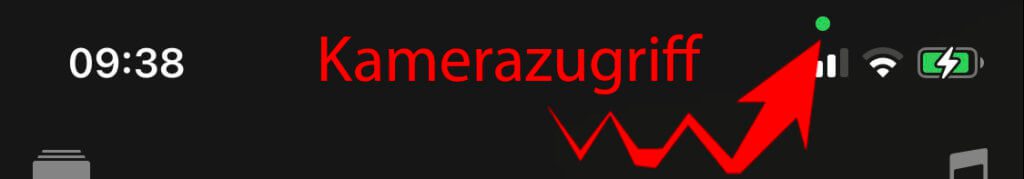 Der grüne Punkt oder Kreis oben rechts auf dem iPhone-Display bedeutet, dass eine App auf die Kamera (und das Mikro) des Apple-Smartphones zugreift.