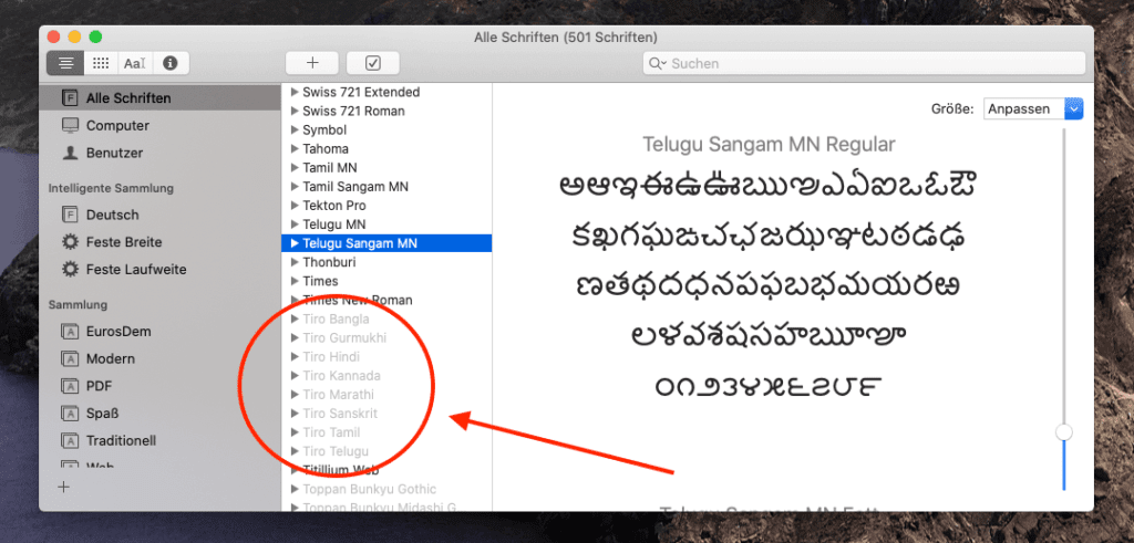 Über das Dienstprogramm "Schriftsammlung" am Mac lassen sich Schriften deaktivieren, ausser es handelt sich um Systemschriften, welche ausgegraut dargestellt werden.