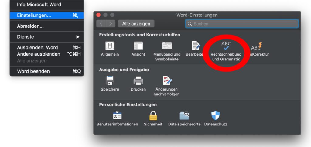 Wollt ihr ein falsch geschriebenes Wort aus dem Word-Wörterbuch entfernen, dann geht das am Mac über die Menüleiste.