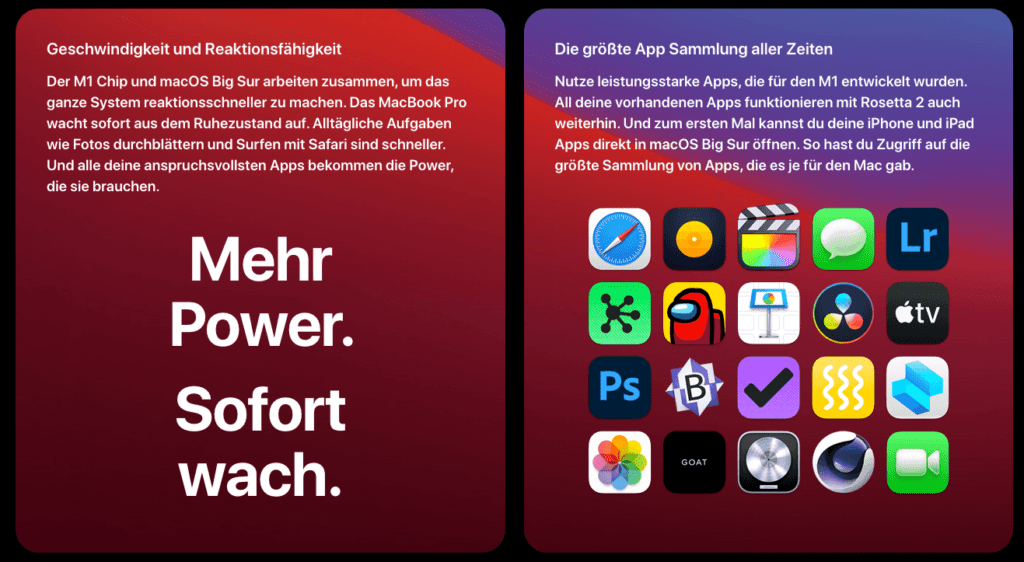 Der M1-Chip sorgt dafür, dass das MacBook Pro so "snappy" ist, wie das iPad Pro. Ich bin gespannt, ob sie das wirklich hinbekommen haben…