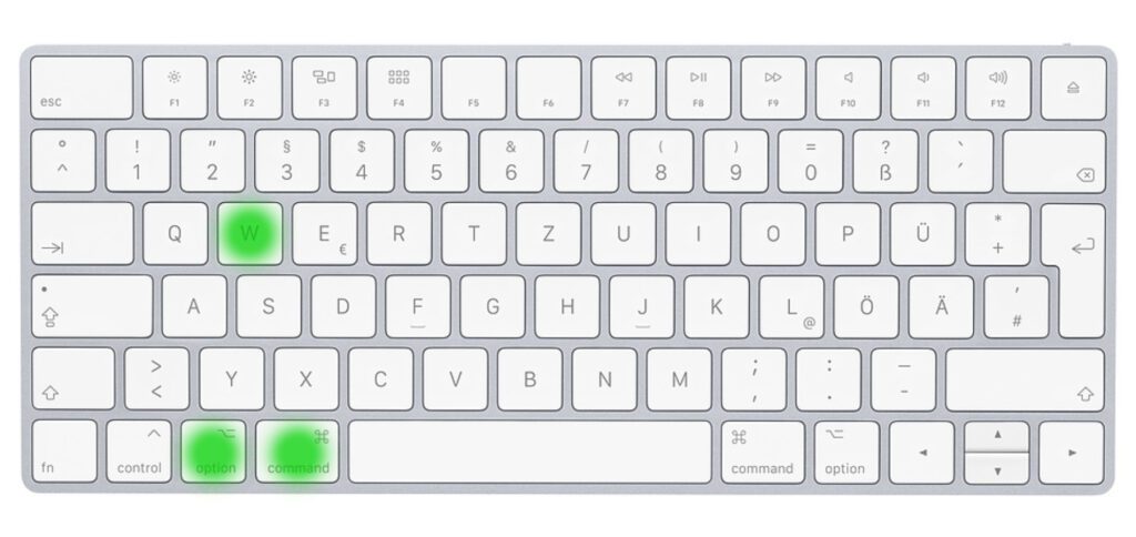 Die Mac-Tastenkombination, um alle Fenster einer App gleichzeitig zu schließen, ist: cmd + alt + W. Alle Programm-Fenster unter macOS schließen, ohne dass die Software komplett beendet wird.