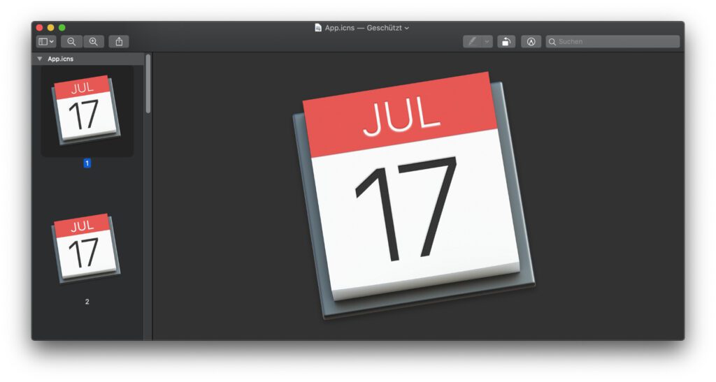 Um ein Mac App Icon zu kopieren und in Photoshop einzufügen, in Affinity Photo zu bearbeiten oder anderweitig zu nutzen, öffnet es in Vorschau und kopiert es dort.