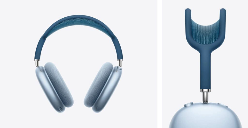 Die AirPods Max sind in verschiedenen Farben erhältlich – hier sieht man zum Beispiel "Sky Blau".