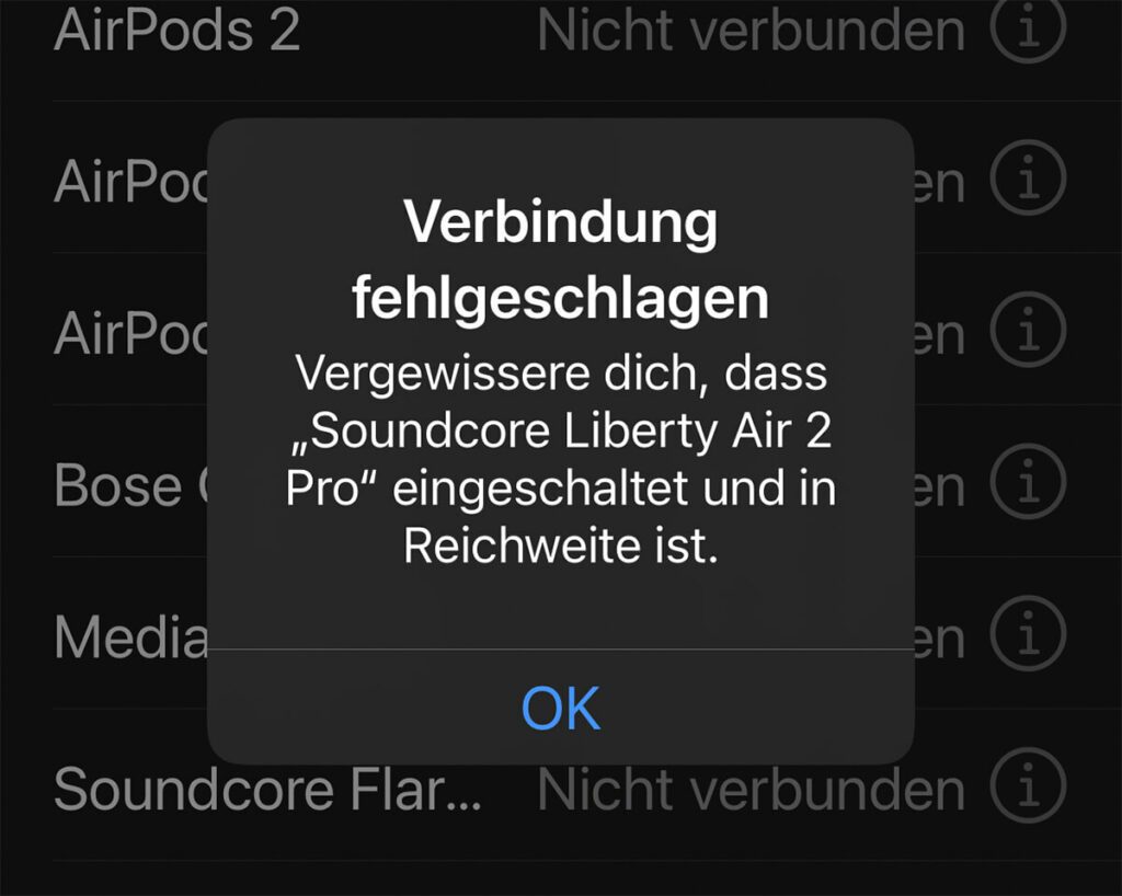 Leider lassen sich die Liberty Air 2 Pro immer nur mit einem Blueooth-Gerät verbinden.