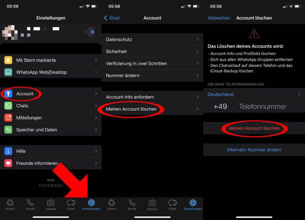 Den WhatsApp Account löschen am iPhone unter iOS – hier die Anleitung als Screenshot-Sammlung. Unter Android könnt ihr ebenfalls ganz einfach das WhatsApp Konto löschen.