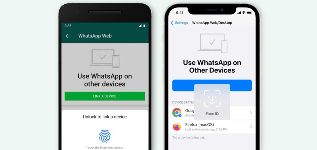 WhatsApp Web ist bald nur noch mit Fingerabdruck / Touch ID oder Gesichtsscan / Face ID nutzbar. Das Entsperren mit biometrischen Daten soll sicherer sein. Die Daten werden dabei nur lokal verarbeitet.