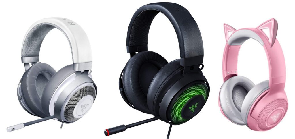 Hier finden ihr Informationen und Links zum Razer Kraken Headset für Gamer/innen. Das Gaming-Headset Razer Kraken gibt es in der Standard-, der X, der TE-, der Ultimate-, der Kitty- und der Kitty-Wireless-Version. Die beiden letzten mit Katzenohren und weiteren Design-Vorteilen. 