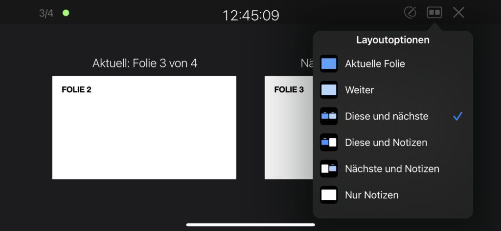 Notizen anzeigen, die aktuelle und nächste Folie darstellen oder andere Anzeige-Optionen nutzen – all das und viel mehr geht auch im Querformat ;)