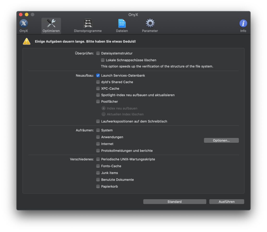 Doppelte Einträge im „Öffnen mit“ Menü löschen könnt ihr nebst Terminal-Einsatz und manuellem Entfernen von Dateien auch mit der kostenlosen OnyX App. Achtet beim Download darauf, die richtige Version für eure macOS-Version zu laden ;)