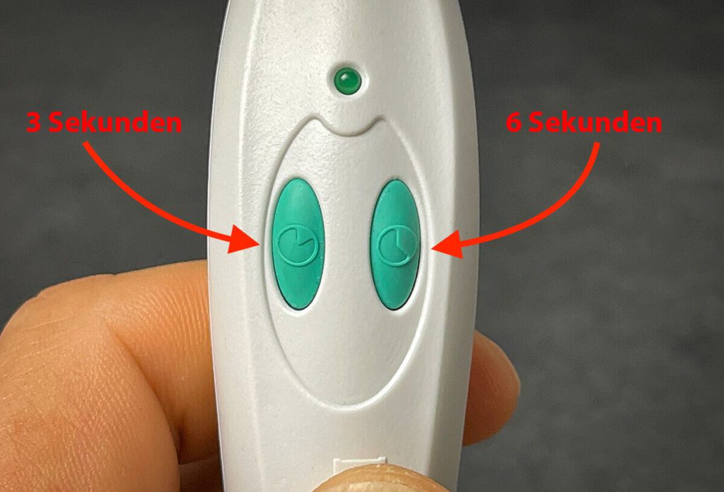 Die beiden Taster auf dem bite away Stichheiler sorgen nur für eine unterschiedlich lange Wärmephase (3 Sekunden und 6 Sekunden).