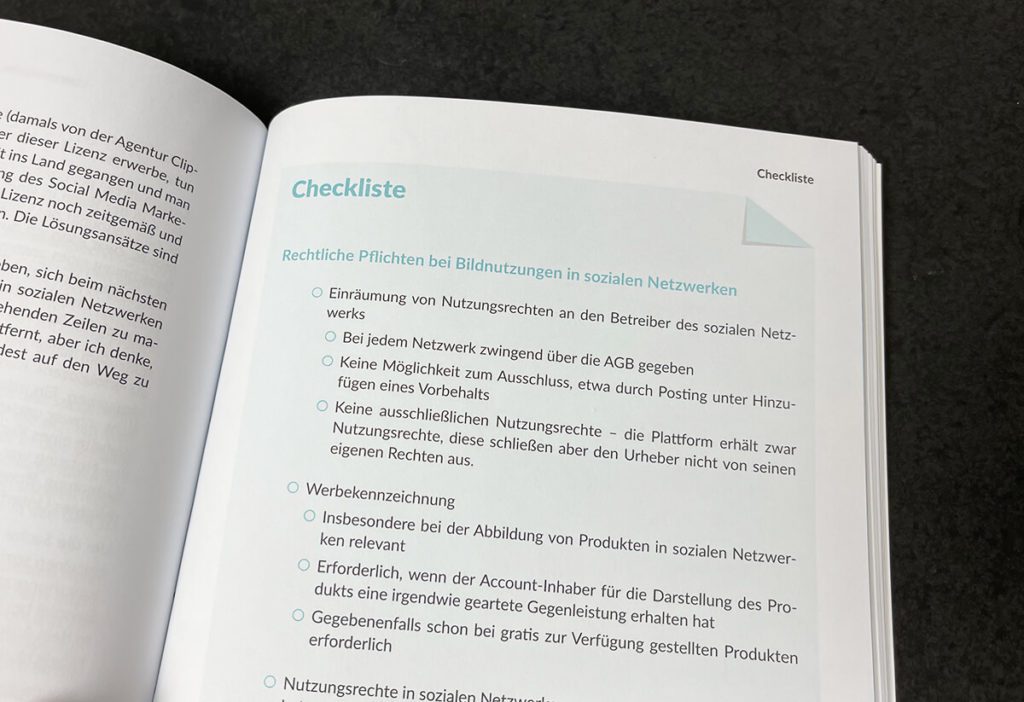 Am Ende von jedem großen Kapitel findet man eine Checkliste, welche die wichtigsten Punkte zusammenfasst.