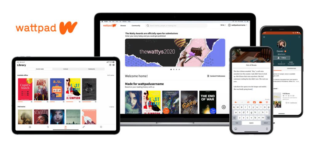 Wattpad – Plattform zum Geschichten schreiben, lesen und veröffentlichen. Bei Wattpad könnt ihr Buch-Ideen, Manuskripte und mehr entdecken lassen, damit ein Buch oder Film daraus wird. Es gibt auch Wattpad Schreibwettbewerbe sowie weitere kreative Ressourcen für Autoren und Autorinnen.