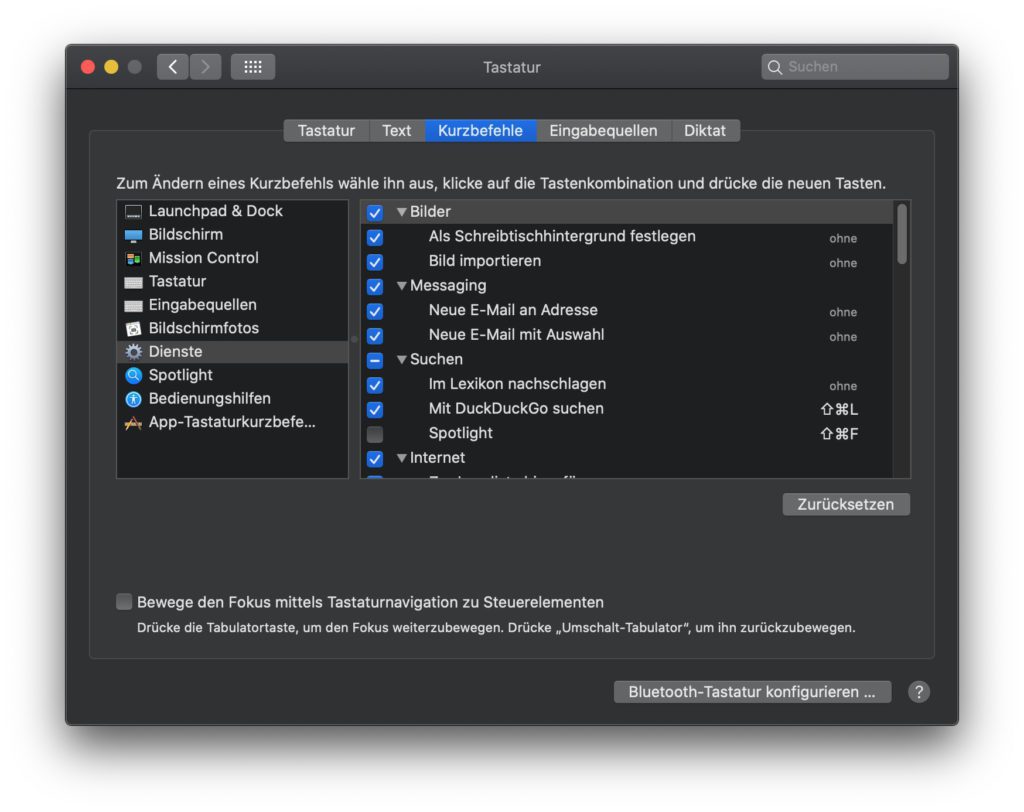 Welche Mac Dienste benötigt ihr, und welche nicht? Und welche sollen direkt per Tastenkombination zur Verfügung stehen? Diese Fragen könnt ihr in den macOS Systemeinstellungen ganz individuell beantworten.