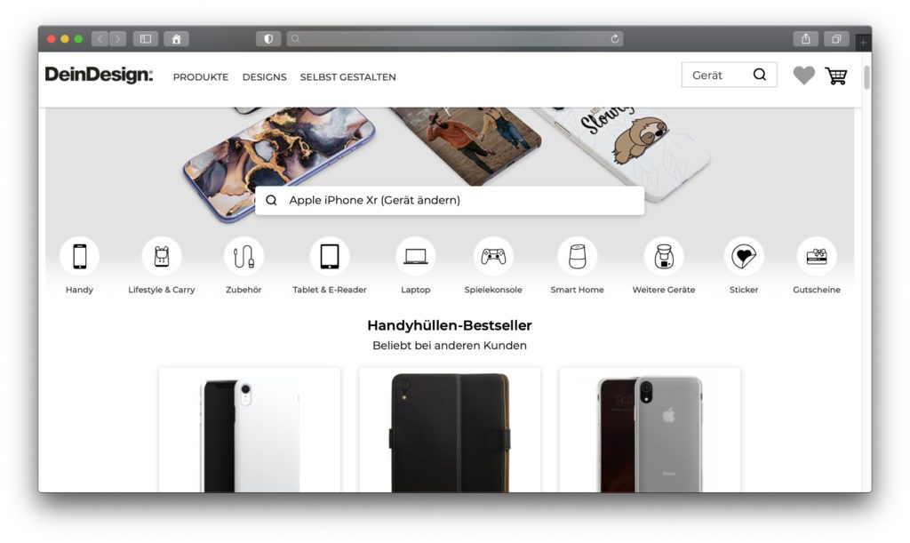 Verschiedene Anbieter für Handyhüllen haben auch die Möglichkeit zur individuellen Gestaltung von Hüllen, Cases und Taschen im Sortiment.