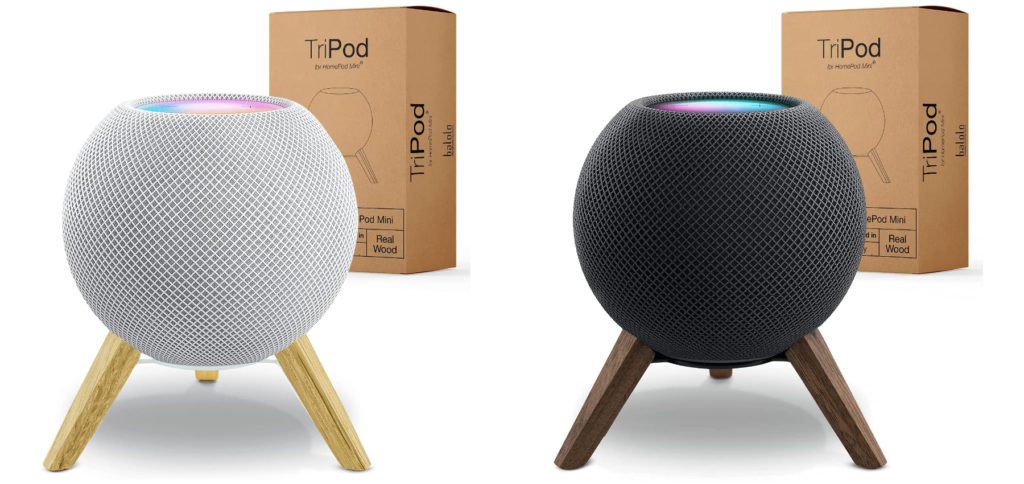 Der Balolo TriPod dient als Apple HomePod mini Ständer und hilft dabei, Oberflächen zu schonen (falls man z. B. Verfärbungen befürchtet).