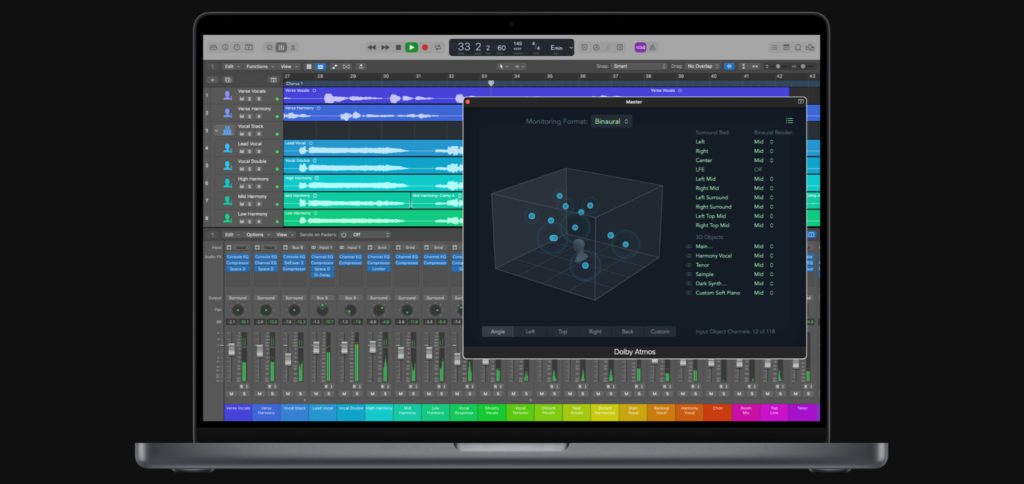 Mit der aktuellen Logic Pro Version (2021, ab macOS 11 Big Sur) kann auch 3D Audio genutzt bzw. erstellt werden. 