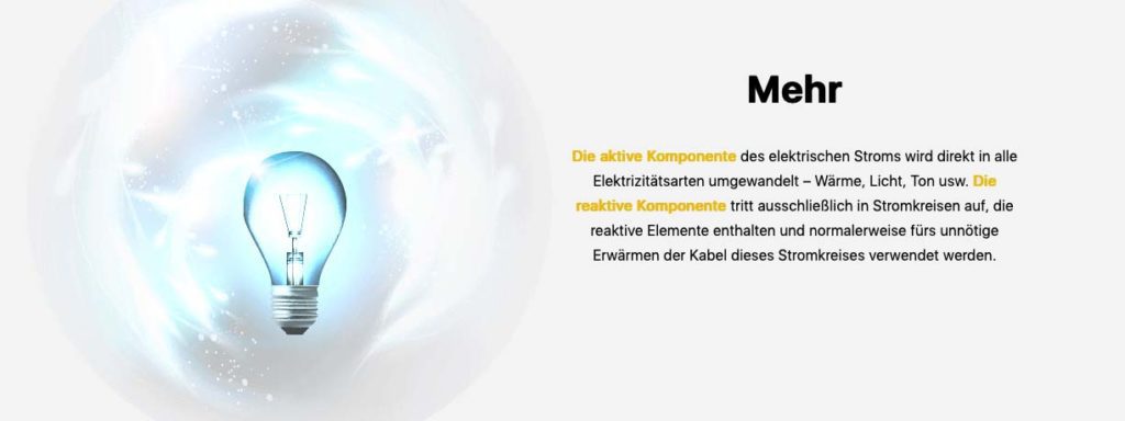 Aktive Elektroenergie … is klar, ne?! Zu Risiken und Nebenwirkungen fragen Sie Ihren Energieversorger oder Elektriker.