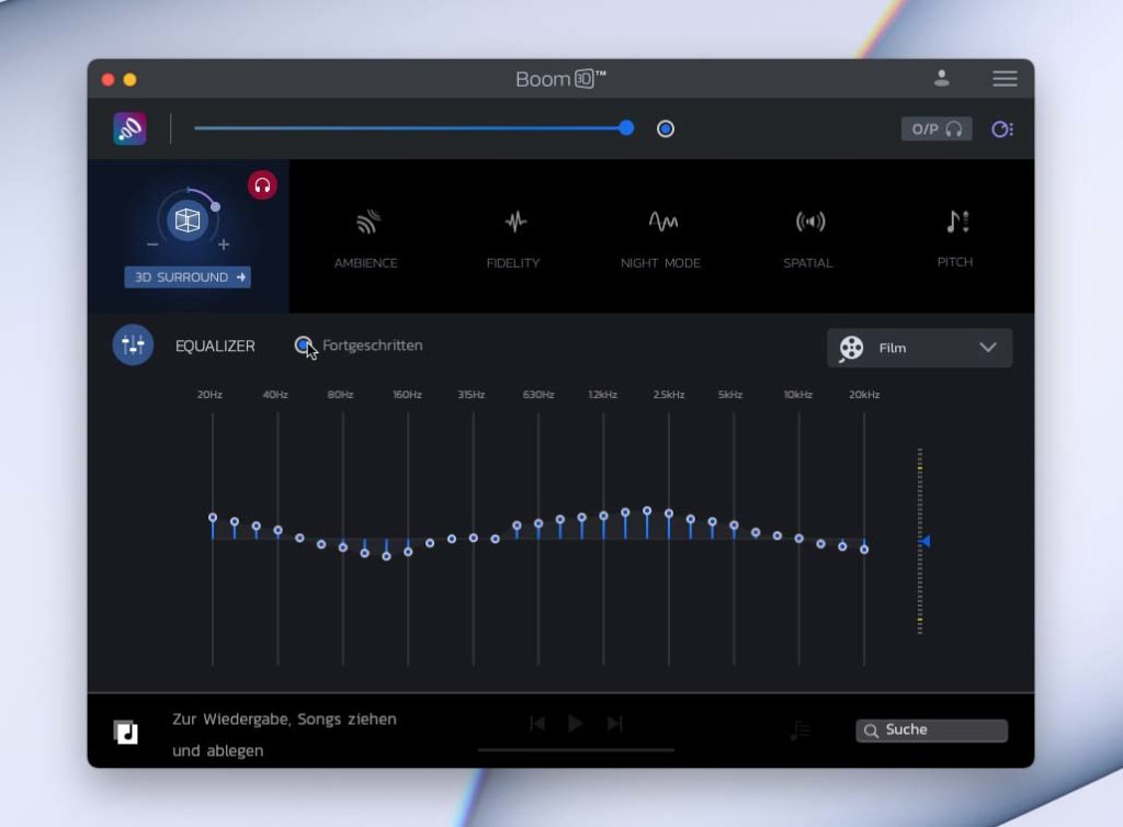 Der Equalizer in Boom 3D kennt einige Presets, aber kann auch genauso gut sehr fein selbst justiert werden.