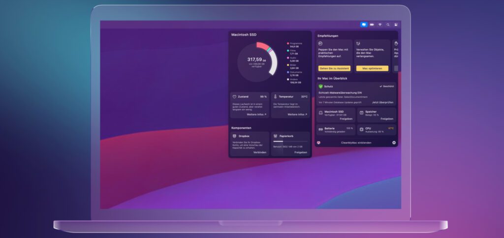 Die CleanMyMac X Menü-App bringt euch verschiedene Möglichkeiten für die Hardware- und Systemüberwachung in die macOS-Menüleiste. Nach dem Beta-Test steht die Erweiterung nun als gratis Update für alle Nutzer/innen bereit.