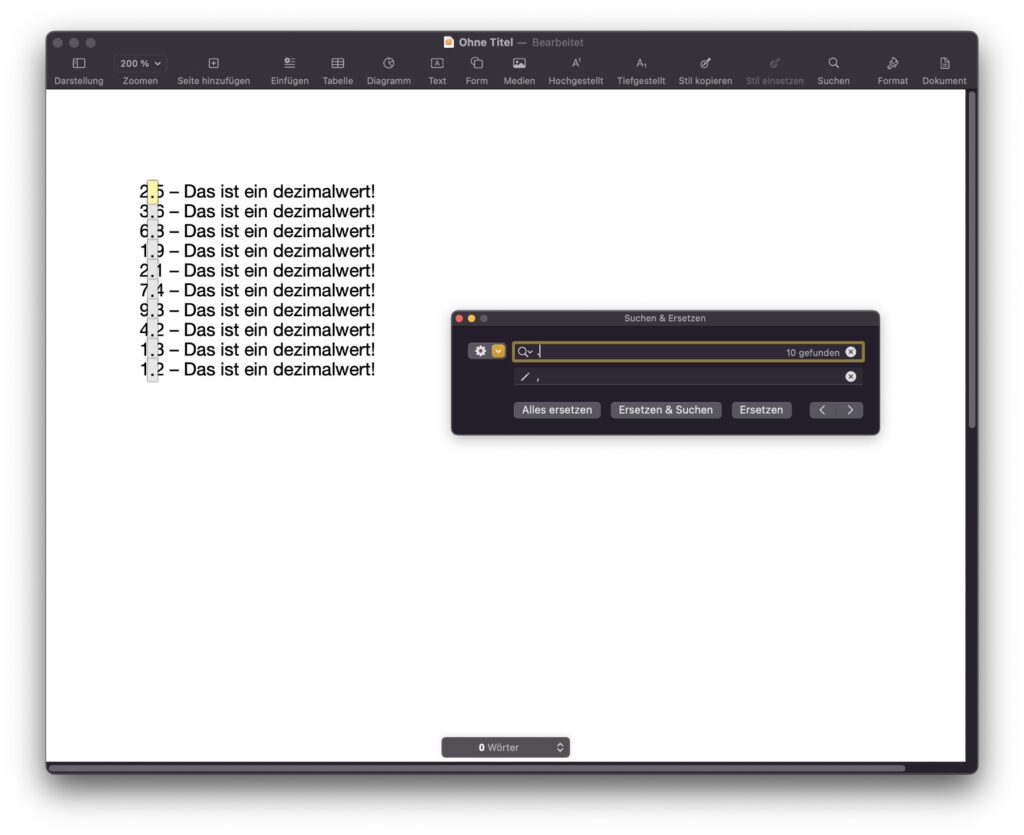In Apple Pages könnt ihr mehrfach wiederholte Fehler ebenfalls schnell und einfach ausbessern – "Suchen & Ersetzen" heißt die Standard-Suchmaske, in der ihr den Fehler und die richtige Eingabe eintragt.