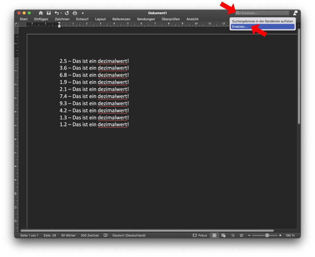 Oh nein, so viele Fehler in Word! Schnell alles suchen und ersetzen! Klickt dazu links neben dem Suche-Textfeld auf die Lupe und dann auf Ersetzen…
