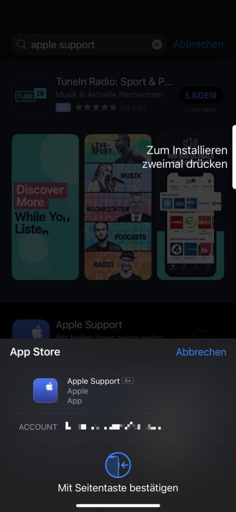 Nach dem Abmelden-Neustarten-Anmelden-Trick war der App Store Bug von iOS 16 bei mir verschwunden. Beim Herunterladen der zweiten App in Folge wurde nicht mehr das Apple-ID-Passwort abgefragt, sondern wieder die bekannte Verifizierungsmethode genutzt.