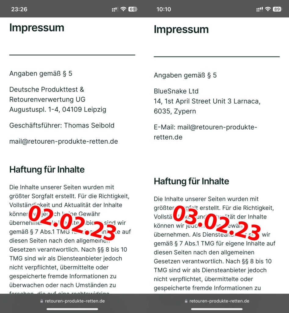 Da der EasyPlus-Countdown mit dem gestrigen Tage ablief, wollte ich schauen, was danach passiert. Es hätte ja sein können, dass die Seite dann aufgegeben wird, weil genug Daten gesammelt wurden. Aber die Seite gibt es noch immer. Beim Durchschauen habe ich allerdings ein kurzzeitig anders lautendes Impressum ausmachen können.