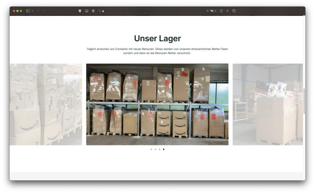 Die Fotos unter der Überschrift "Unser Lager" sind allesamt von anderen Webseiten kopiert. Sie lassen sich nicht so einfach anzeigen oder speichern, ich musste Screenshots davon machen, um sie zurückverfolgen zu können.