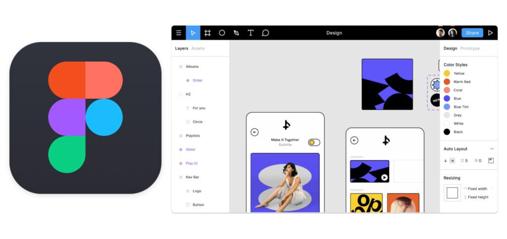 Figma ist die wohl bekannteste Lösung für das Designen und Erschaffen von Apps oder Webseiten. Auch hier gibt es Möglichkeiten fürs Prototyping und die Ausgabe des passenden Codes. Es gibt Apps für macOS, iOS, Windows und Android.