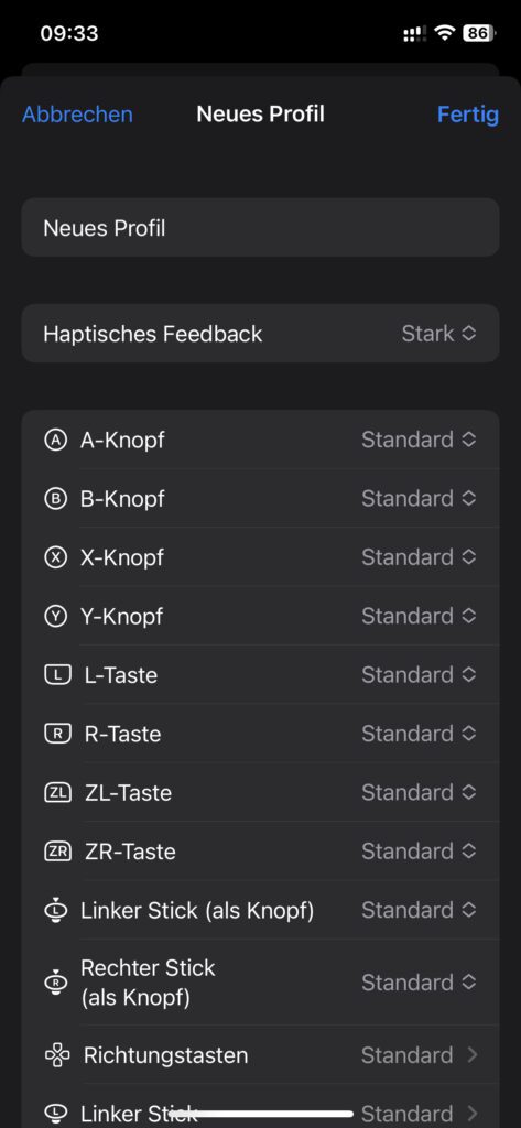 Auch am iPhone könnt ihr ab der aktuellsten iOS-Version die Tasten, Sticks und Knöpfe von Gamepads remappen. So sieht das aus.
