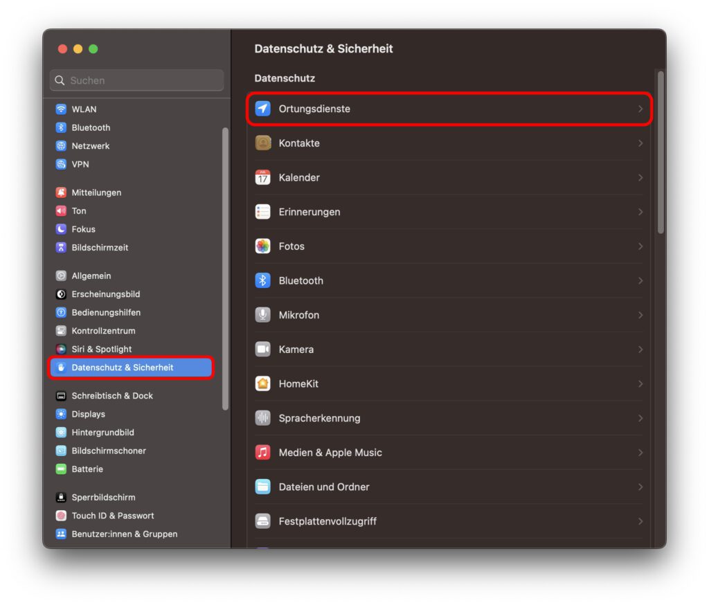 Individuelle Anpassungen für die Verwendung der Ortungsdienste des Apple Mac könnt ihr in den Systemeinstellungen vornehmen. 