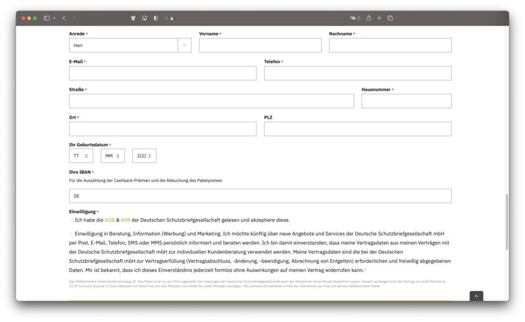 Hat man das Anmelde-Formular ausgefüllt und dem Zeitschriften-Abo zugestimmt, gelangt man zu einem Bonus-Angebot. Hier werden dann auch Kontodaten abgefragt.