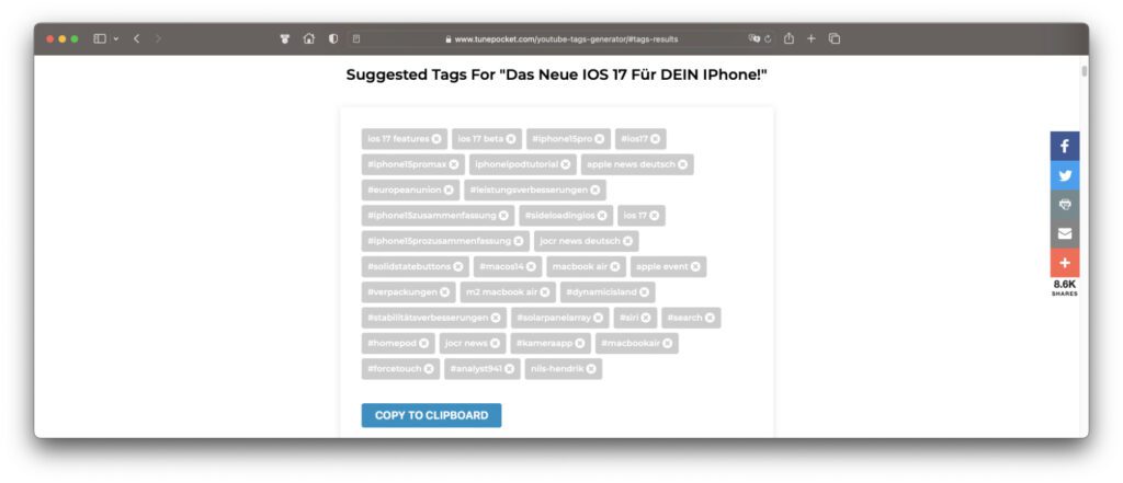Würde ich ein Video über iOS 17 machen, dann gäbe es dafür einen ganzen Haufen von möglichen Video Keywords, die ich auf YouTube verwenden könnte.