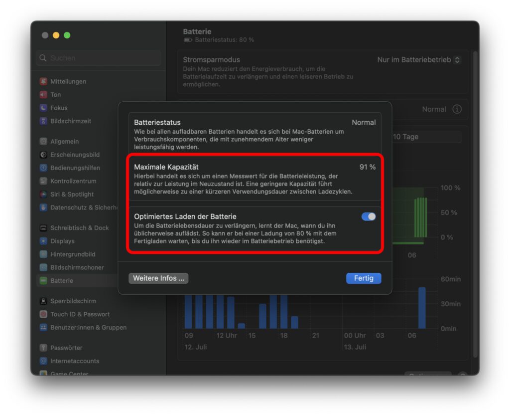 Ich nutze das MacBook Pro 2021 seit April 2022. In nicht einmal anderthalb Jahren habe ich schon 9% der Akku-Maximalkapazität eingebüßt. Das "optimierte Laden" hat also nicht viel geholfen.