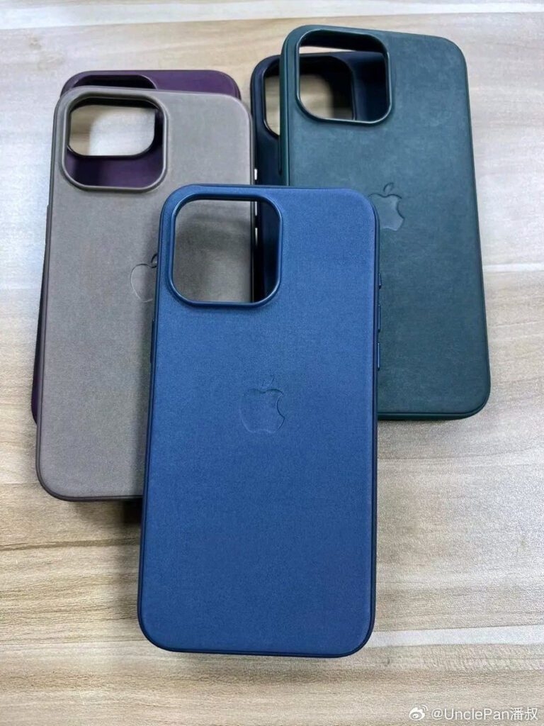 Das von UnclePan auf Weibo geteilte Bild. Neben der mutmaßlichen Leder-Alternative aus gewebtem Material lassen sich ggf. Größe und Ausstattung des iPhone 15 (Pro) ableiten – etwa im Hinblick auf die Aktionstaste.