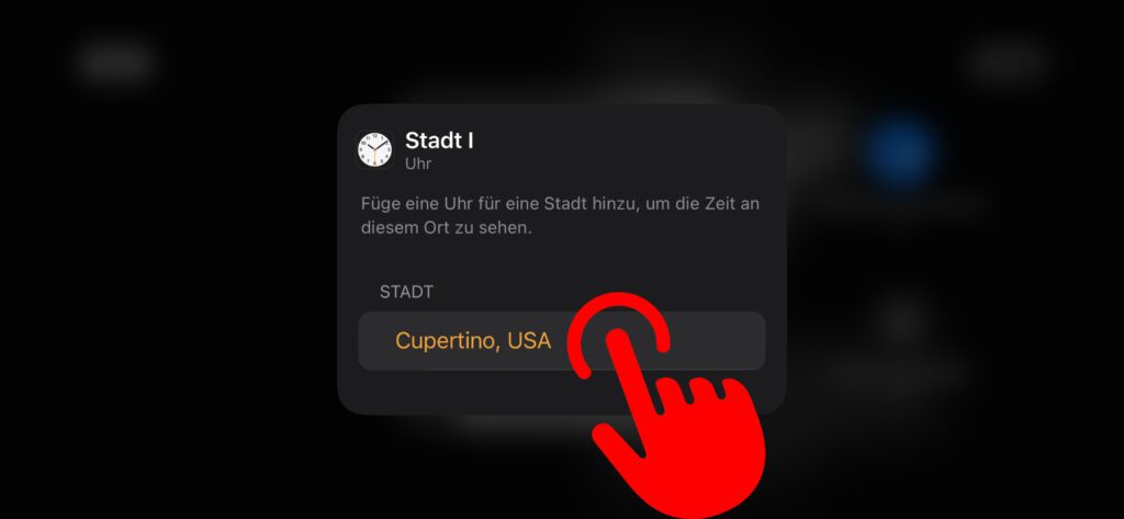 Um die iPhone StandBy-Uhrzeit einzustellen, tippt die falsche Stadt an. iPhone Uhr CUP Bedeutung