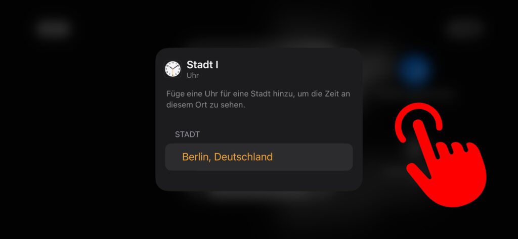 Habt ihr die richtige Zeitzone für die iPhone StandBy-Uhr eingestellt, tippt neben dem Widget-Detail auf das Display.