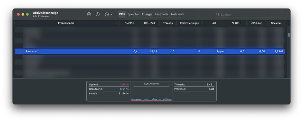 Worum handelt es sich beim bluetoothd Prozess am Apple Mac? Was kann bei ihm eine hohe CPU-Last verursachen? Welche Lösung gibt es dafür? Und bis wann hieß der Daemon noch blued? Antworten auf diese und weitere Fragen bekommt ihr hier!